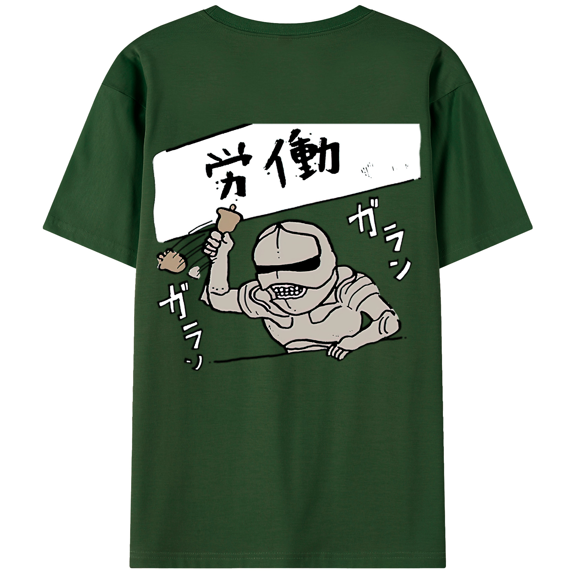 （画像用） ちいかわ 労働の鎧さん Chii-kawa Mr. Armor of Labor 綿100％半袖Tシャツ（背面プリント）